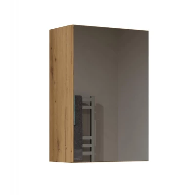 Koupelnová horní jednodveřová skříňka se zrcadlem MARGO - dub artisan