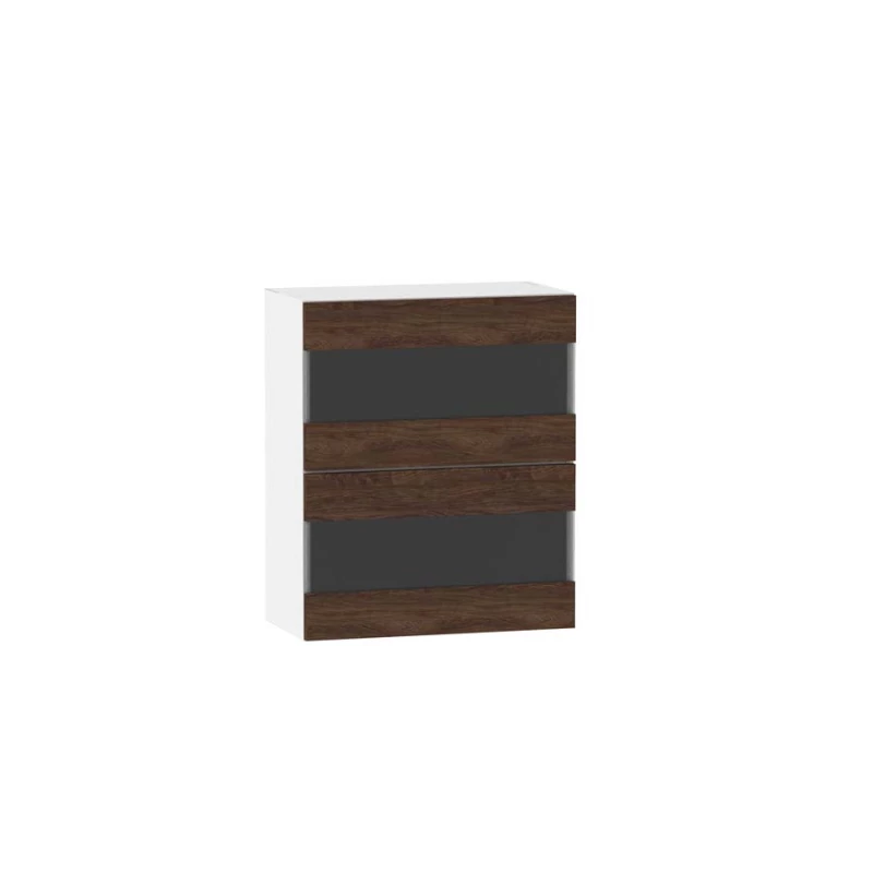 Prosklená kuchyňská skříňka ADAMA - šířka 60 cm, marine wood / bílá