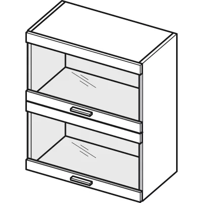 Prosklená kuchyňská skříňka ADAMA - šířka 60 cm, lesklá bílá / bílá