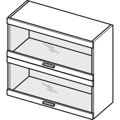 Prosklená kuchyňská skříňka ADAMA - šířka 80 cm, lesklá černá / šedá