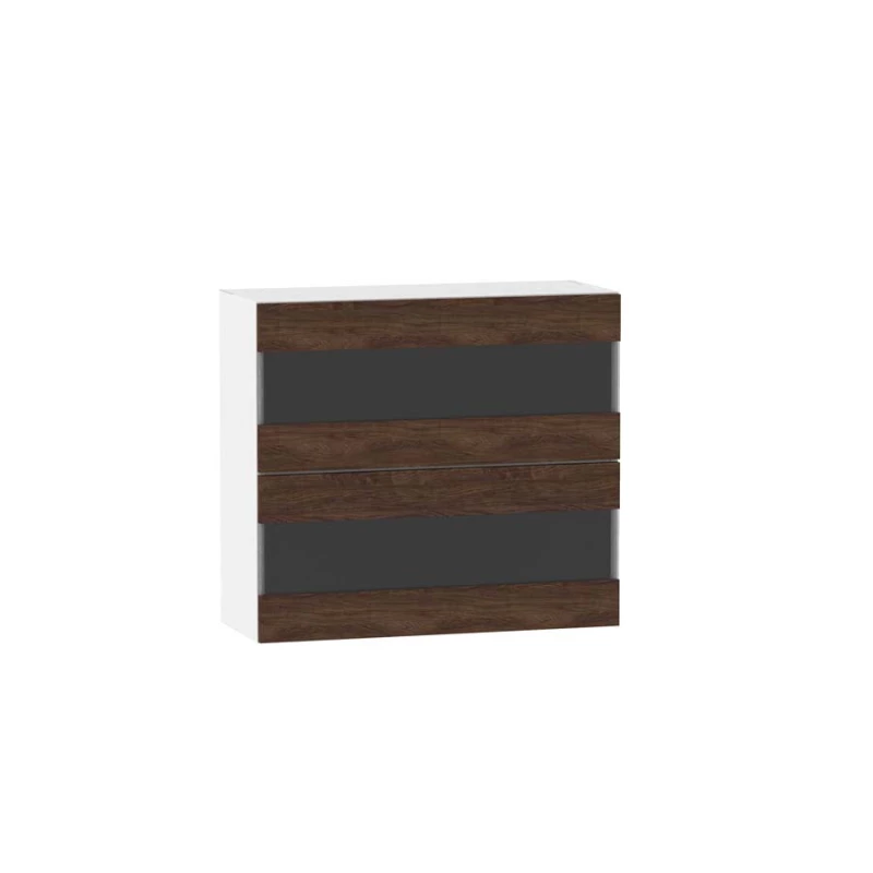 Prosklená kuchyňská skříňka ADAMA - šířka 80 cm, marine wood / bílá