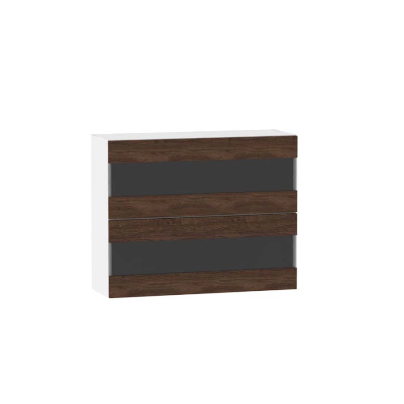 Prosklená kuchyňská skříňka ADAMA - šířka 90 cm, marine wood / bílá