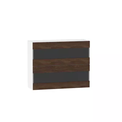 Prosklená kuchyňská skříňka ADAMA - šířka 90 cm, marine wood / bílá