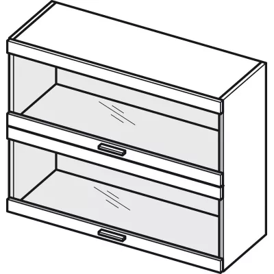 Prosklená kuchyňská skříňka ADAMA - šířka 90 cm, lesklá šedá / šedá