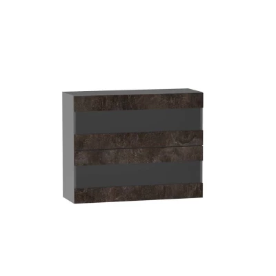 Prosklená kuchyňská skříňka ADAMA - šířka 90 cm, beton tmavý atelier / šedá