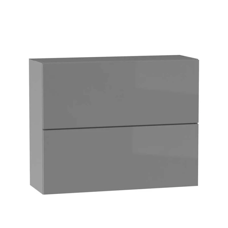 Dvoudveřová závěsná skříňka ADAMA - šířka 90 cm, lesklá šedá / šedá