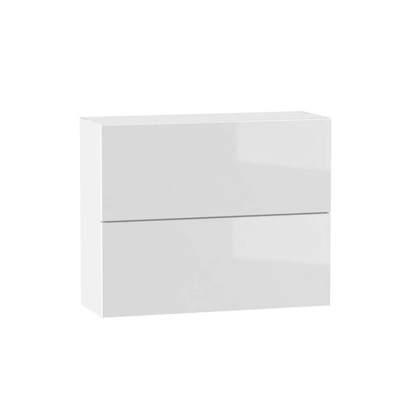 Dvoudveřová závěsná skříňka ADAMA - šířka 90 cm, lesklá bílá / bílá