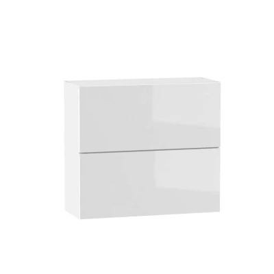 Dvoudveřová závěsná skříňka ADAMA - šířka 80 cm, lesklá bílá / bílá