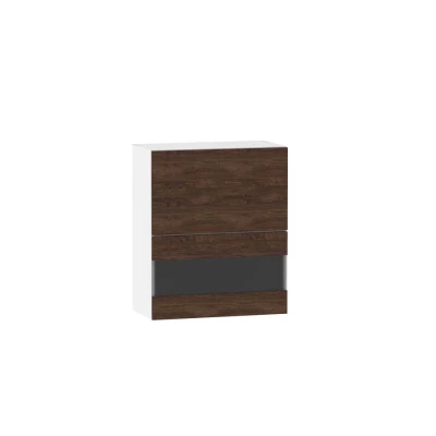 Horní prosklená skříňka ADAMA - šířka 60 cm, marine wood / bílá