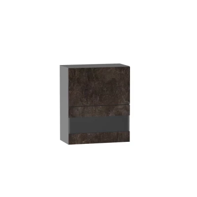 Horní prosklená skříňka ADAMA - šířka 60 cm, beton tmavý atelier / šedá