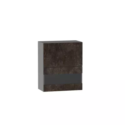 Horní prosklená skříňka ADAMA - šířka 60 cm, beton tmavý atelier / šedá