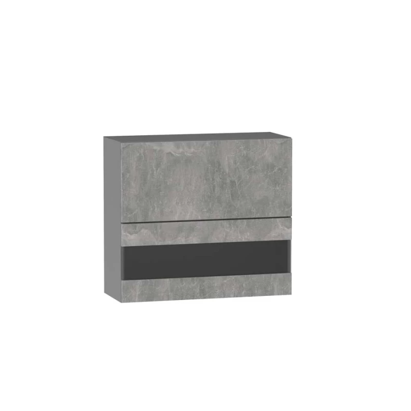 Horní prosklená skříňka ADAMA - šířka 80 cm, beton světlý atelier / šedá
