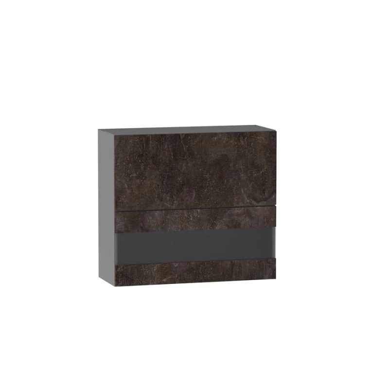 Horní prosklená skříňka ADAMA - šířka 80 cm, beton tmavý atelier / šedá