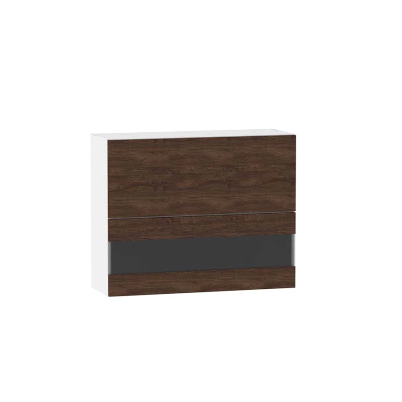 Horní prosklená skříňka ADAMA - šířka 90 cm, marine wood / bílá