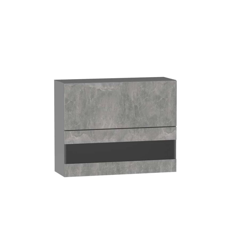 Horní prosklená skříňka ADAMA - šířka 90 cm, beton světlý atelier / šedá