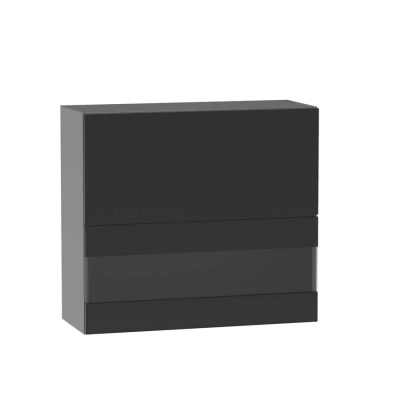 Horní prosklená skříňka ADAMA - šířka 80 cm, lesklá černá / šedá