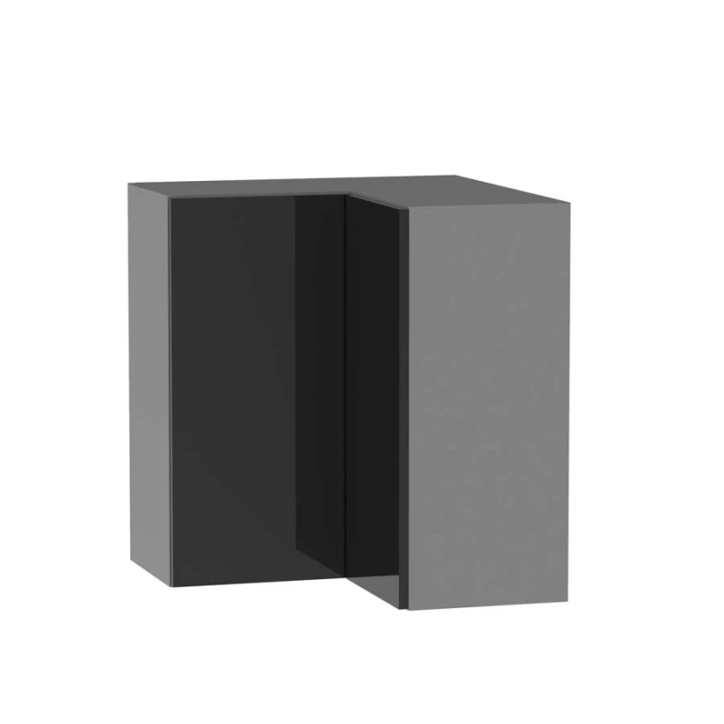 Kuchyňská rohová skříňka ADAMA - šířka 65 cm, lesklá černá / šedá