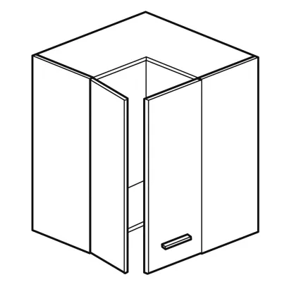Kuchyňská rohová skříňka ADAMA - šířka 65 cm, lesklá bílá / bílá