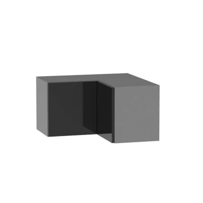 Horní rohová skříňka ADAMA - šířka 65 cm, lesklá černá / šedá