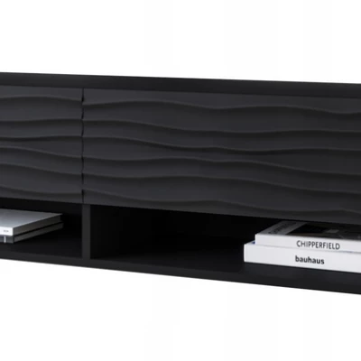 TV stolek CALIBURI 180 - černý grafitový / vzor vlna
