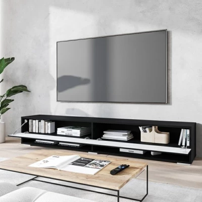 TV stolek CALIBURI 180 - černý grafitový / vzor rybí kost