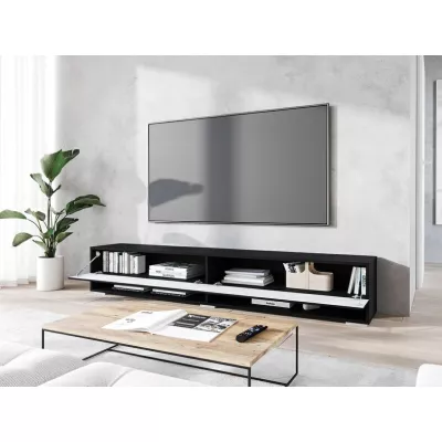 TV stolek CALIBURI 180 - černý grafitový / vzor rybí kost