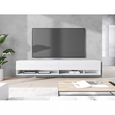 TV stolek CALIBURI 180 - bílý / vzor vlna