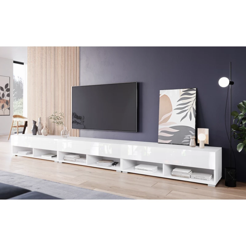 TV stolek CALIBURI 300 - bílý / lesklý bílý
