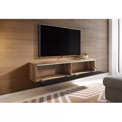 TV stolek CERIEE 140 - dub wotan / černý lesklý