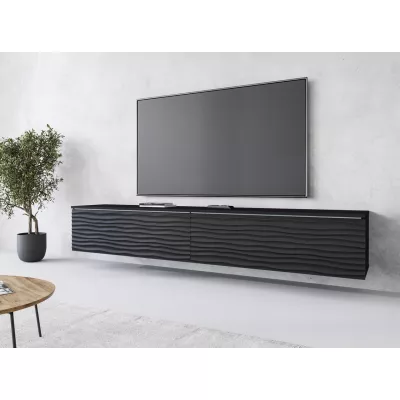 TV stolek CERIEE 180 - černý grafitový / vzor vlna