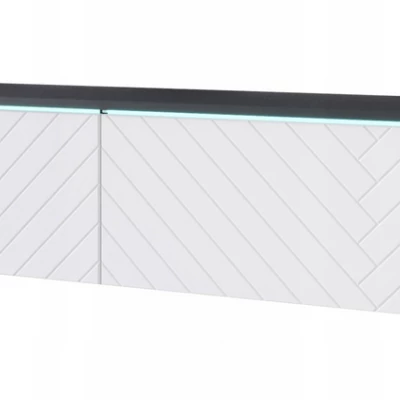 TV stolek CERIEE 180 - matera / vzor rybí kost, bílý