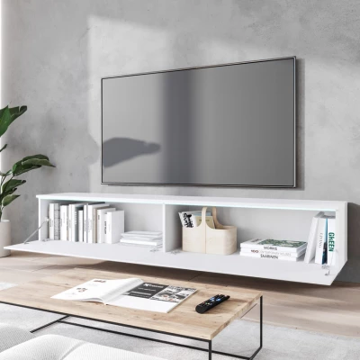 TV stolek CERIEE 180 - bílý / vzor rybí kost