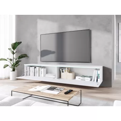 TV stolek CERIEE 180 - bílý / vzor rybí kost