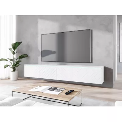TV stolek CERIEE 180 - bílý / vzor rybí kost