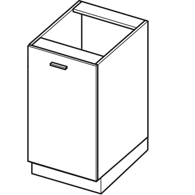 Dolní skříňka s policí ARACY - šířka 45 cm, šedá / bílá, nožky 15 cm