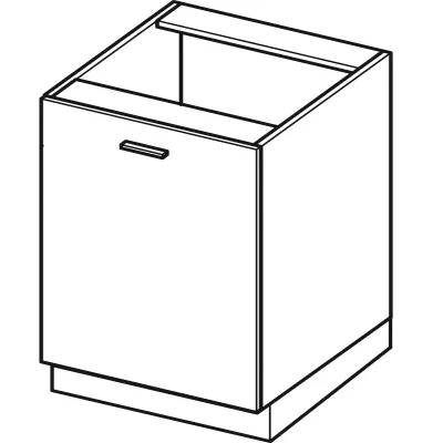Kuchyňská skříňka s policí ARACY - šířka 60 cm, šedá / bílá, nožky 15 cm