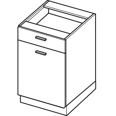 Kombinovaná dolní skříňka ARACY - šířka 50 cm, šedá / bílá, nožky 10 cm