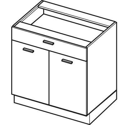 Kombinovaná dolní skříňka ARACY - šířka 80 cm, šedá / bílá, nožky 10 cm