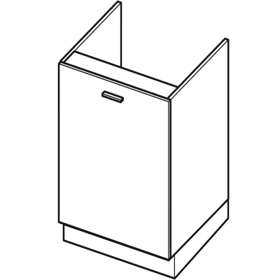 Dřezová skříňka ARACY - šířka 50 cm, šedá / bílá, nožky 10 cm