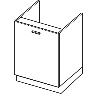 Dřezová skříňka ARACY - šířka 60 cm, šedá / bílá, nožky 15 cm