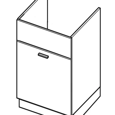 Dřezová skříňka se šuplíkem ARACY - šířka 50 cm, šedá / bílá, nožky 10 cm