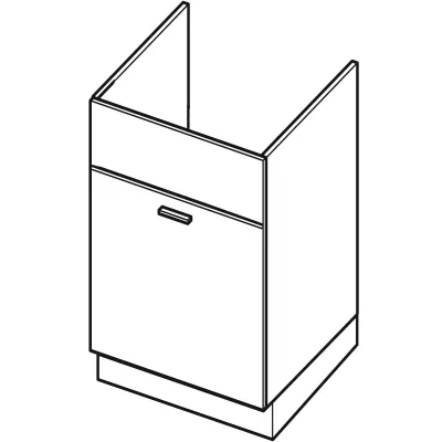 Dřezová skříňka se šuplíkem ARACY - šířka 50 cm, šedá / bílá, nožky 10 cm