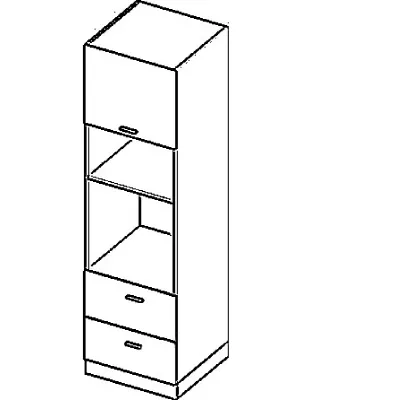 Kombinovaná skříň na vestavné spotřebiče ARACY - šířka 60 cm, šedá / bílá, nožky 10 cm