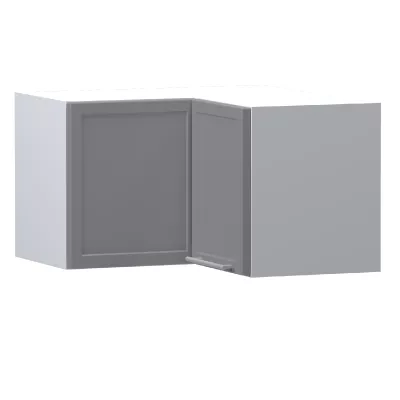 Horní rohová skříňka ARACY - šířka 65 cm, šedá / bílá