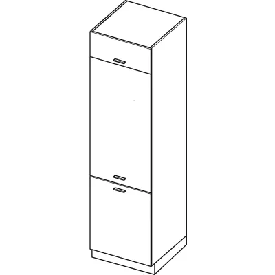 Vysoká skříň na vestavnou lednici ARACY - šířka 60 cm, šedá / bílá, nožky 15 cm