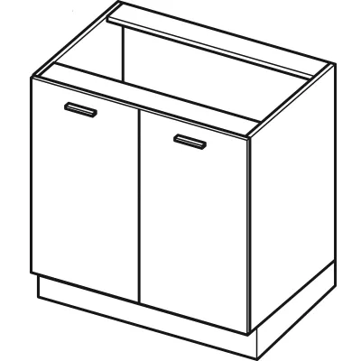 Dvoudveřová kuchyňská skříňka IRENA - šířka 80 cm, lesklá bílá / bílá, nožky 10 cm