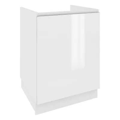 Dřezová skříňka IRENA - šířka 60 cm, lesklá bílá / bílá, nožky 15 cm