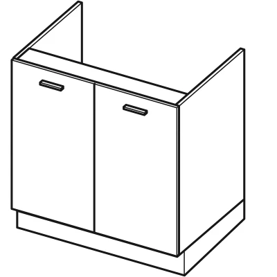 Dřezová skříňka IRENA - šířka 80 cm, lesklá bílá / bílá, nožky 10 cm