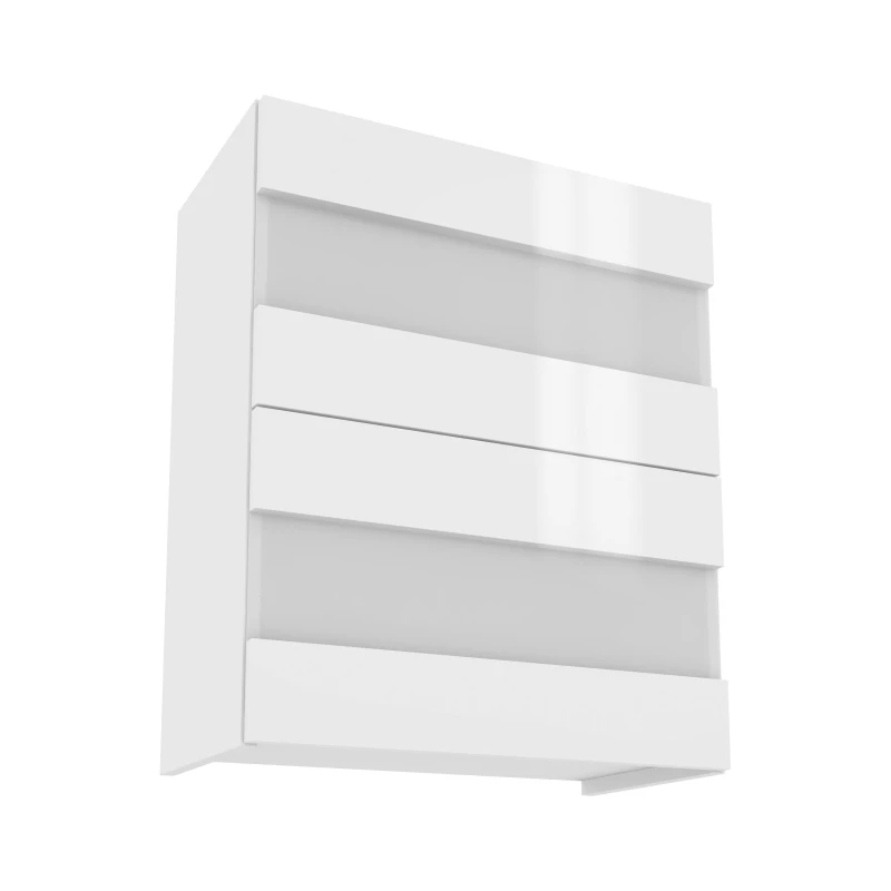 Prosklená kuchyňská skříňka IRENA - šířka 60 cm, lesklá bílá