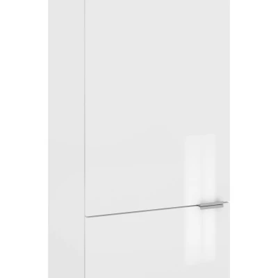 Vysoká skříň na vestavnou lednici IRENA - šířka 60 cm, lesklá bílá, nožky 10 cm